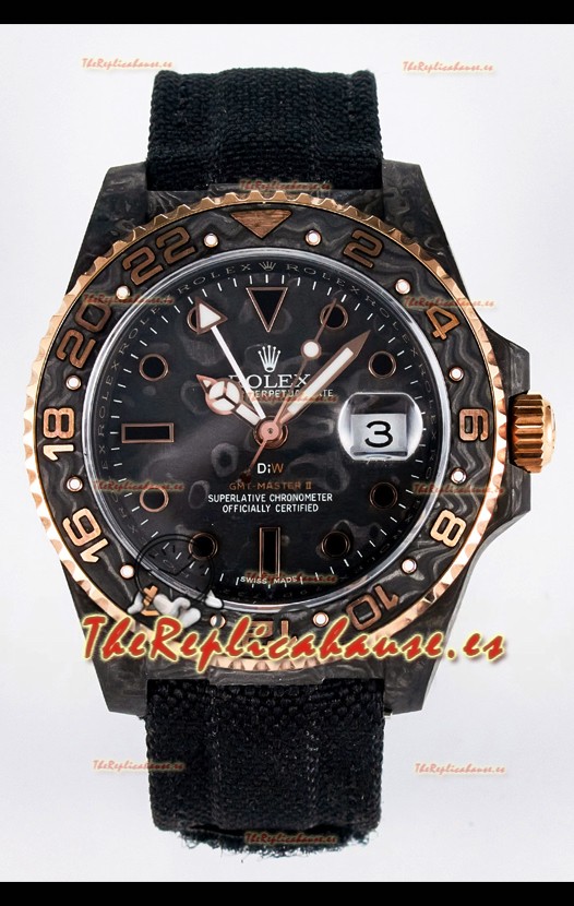 Rolex GMT Masters II Super Clone DiW Edition Réplica Suiza Ligera Reloj Caja Carbono