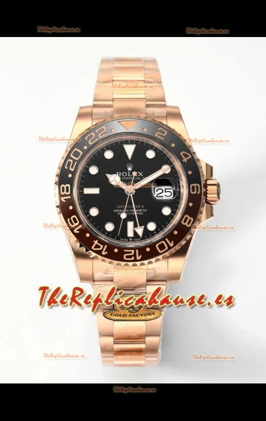 Rolex GMT Masters II Super Clone Root Beer 126711CHNR Dial Rosado Negro Reloj Réplica Suizo 