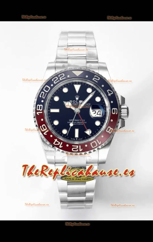 Rolex GMT Masters II Super Clone m126710BLRO PEPSI Movimiento Cal.3285 Réplica Suiza - Reloj Ultimate Acero 904L