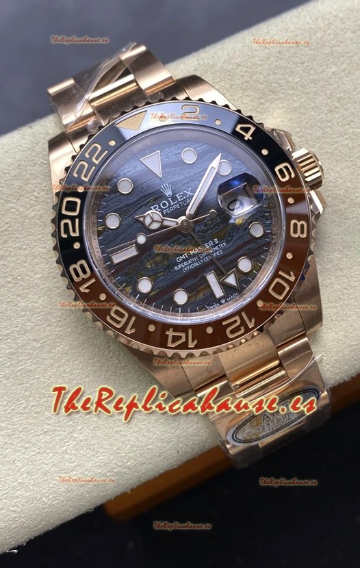 Rolex GMT Masters II Super Clone 126715CHNR Oro Rosado Tiger Iron Dial Reloj Réplica Suizo