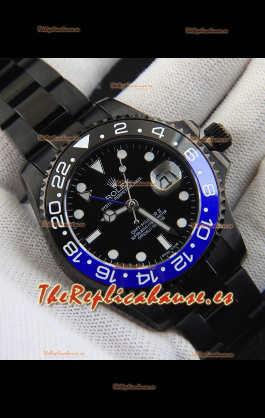 Rolex GMT Masters II Movimiento Japonés Reloj Réplica Caja en Revestimiento PVD 
