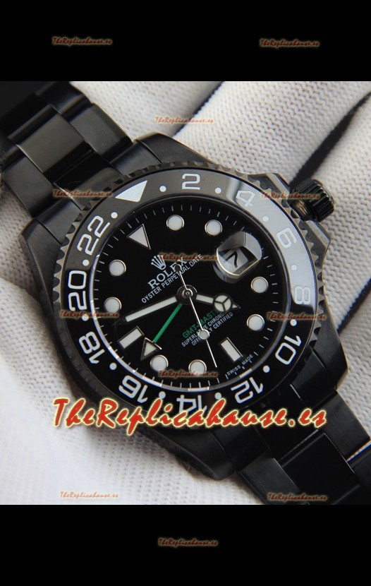 Rolex GMT Masters II Movimiento Japonés Reloj Réplica Caja en Revestimiento PVD 