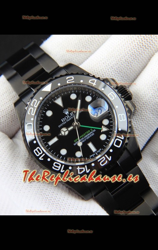 Rolex GMT Masters II Movimiento Japonés Reloj Réplica Caja en Revestimiento PVD 
