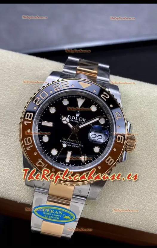 Rolex GMT Masters II M126711CHNR-0002 Oro Everose de Dos Tonos Réplica Suiza Reloj Espejo 1:1