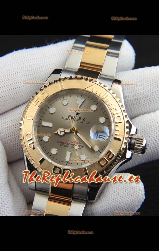 Rolex Yachtmaster Reloj Movimiento Japonés Caja Oro en Dos Tonos - Dial Dorado 37MM