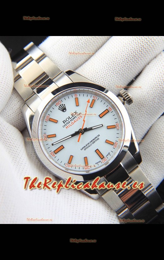 Rolex Milgauss Movimiento Japonés Reloj Réplica en Dial Blanco 