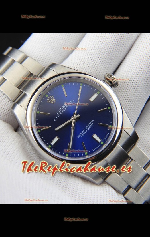Rolex Oyster Perpetual Movimiento Japonés Reloj Réplica39MM - Dial Azul