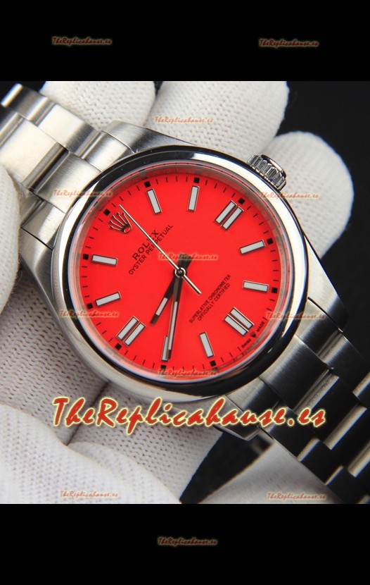 Rolex Oyster Perpetual Movimiento Japonés Reloj Réplica41MM - Dial Rojo