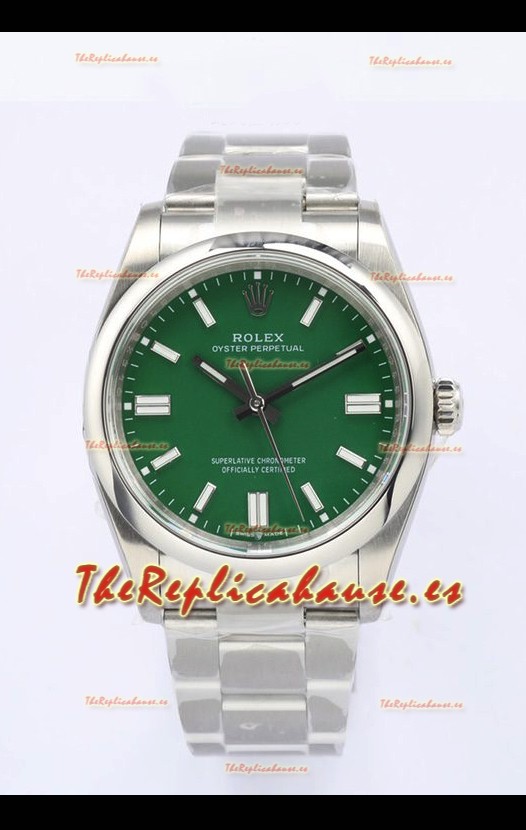 Rolex Oyster Perpetual REF#126000 36MM Movimiento Suizo Réplica Suiza Dial Verde Acero 904L Reloj Réplica a Espejo 1:1