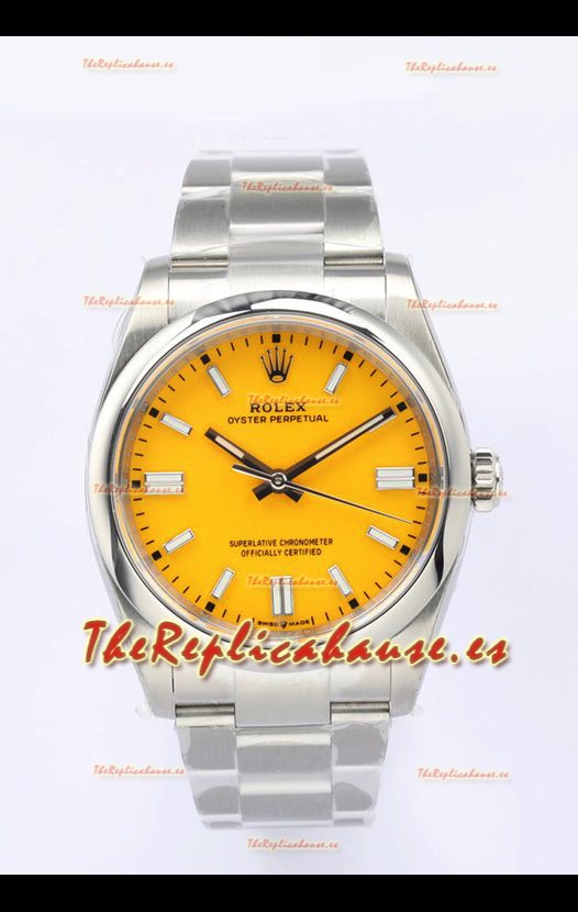 Rolex Oyster Perpetual REF#126000 36MM Movimiento Suizo Réplica Suiza Dial Amarillo Acero 904L Reloj Réplica a Espejo 1:1