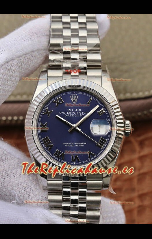 Rolex Datejust 31MM ETA-2671 Movement Swiss Replica in 904L Steel in Azul Roman Dial