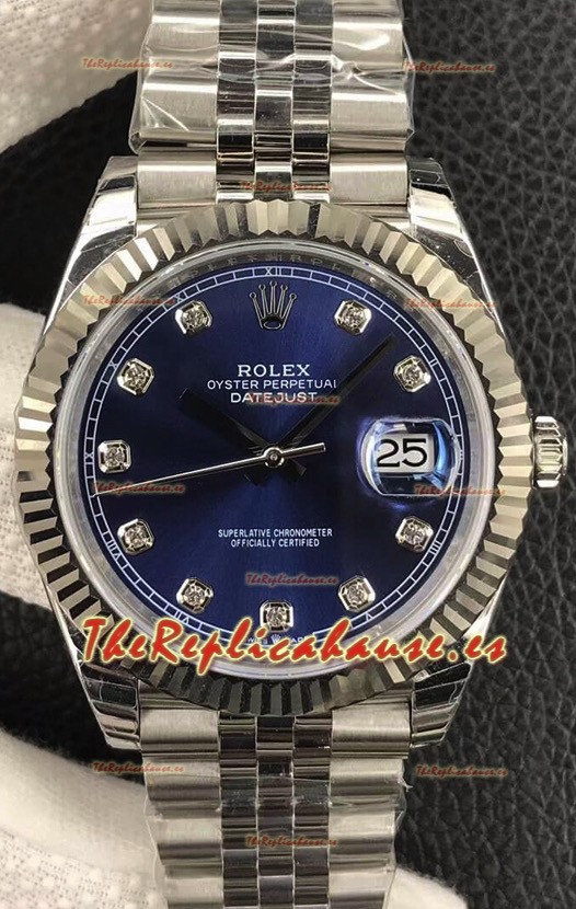 Rolex Datejust 36MM Movimiento ETA-3135 Réplica Suiza en Acero 904L en Dial Azul 