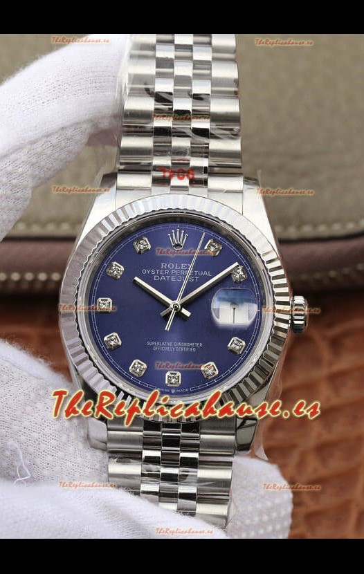 Rolex Datejust 36MM Movimiento ETA-3135 Réplica Suiza en Acero 904L en Dial Azul 