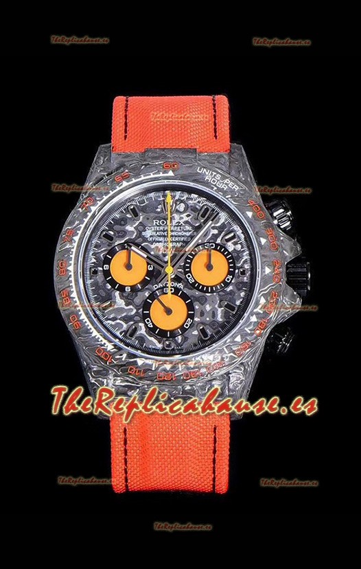 Rolex Daytona DiW Naranja Edición Caja Carbono Forjado Réplica a Espejo 1:1