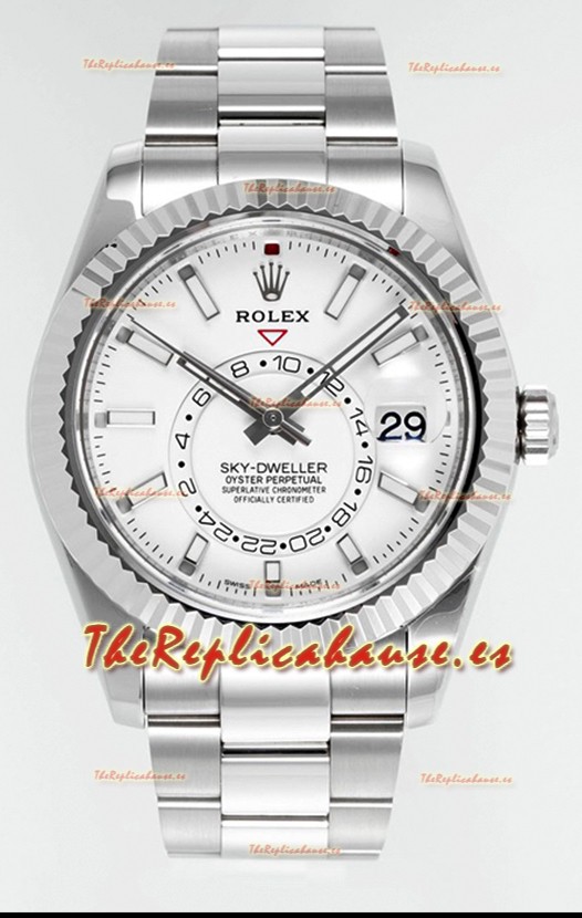Rolex Sky-Dweller REF #m336934 Dial Blanco Reloj Caja Acero 904L - Super Clone Watch
