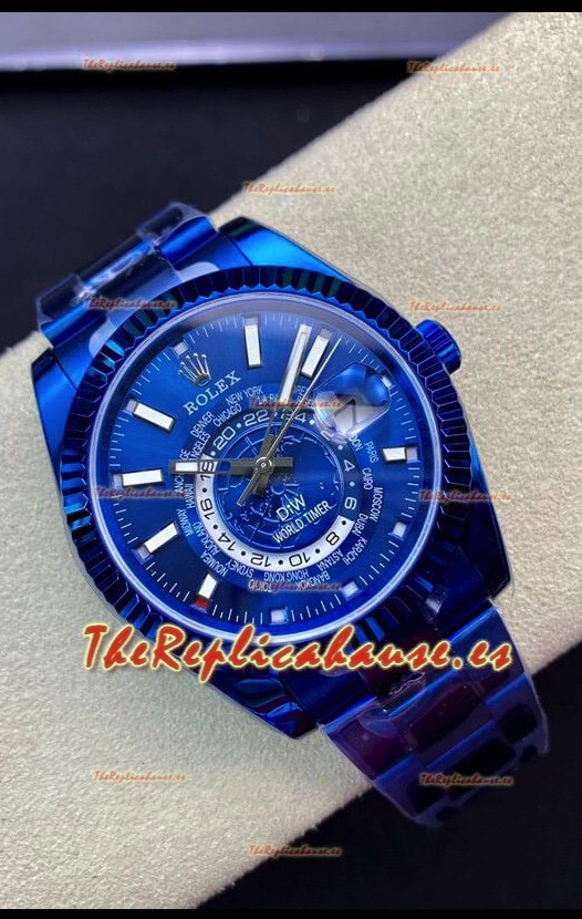 Rolex SkyDweller Reloj Suizo Caja Revestida en PVD Azul - Dial Azul Edición DIW