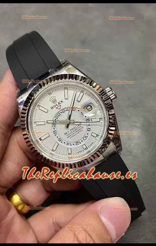 Rolex Sky-Dweller REF# M336235 Dial Blanco Reloj en Caja Acero 904L Réplica Espejo 1:1