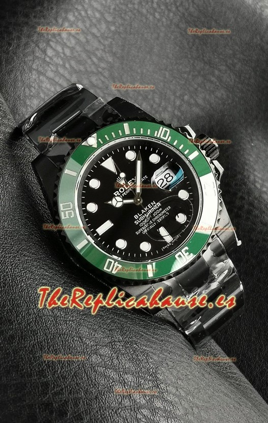 Réplica del Rolex Submariner Blaken con Revestimiento DLC y Bisel Verde.