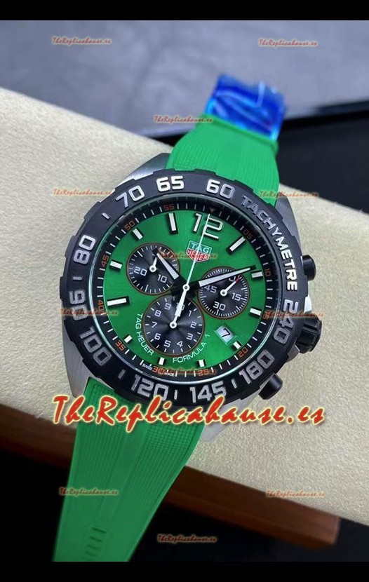 Tag Heuer F1 Edition Reloj Cuarzo Suizo en Dial Verde Caja Acero Inoxidable Correa de Goma