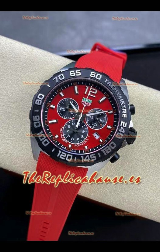 Tag Heuer F1 Edition Reloj Cuarzo Suizo en Dial Rojo Caja Acero Inoxidable Correa de Goma