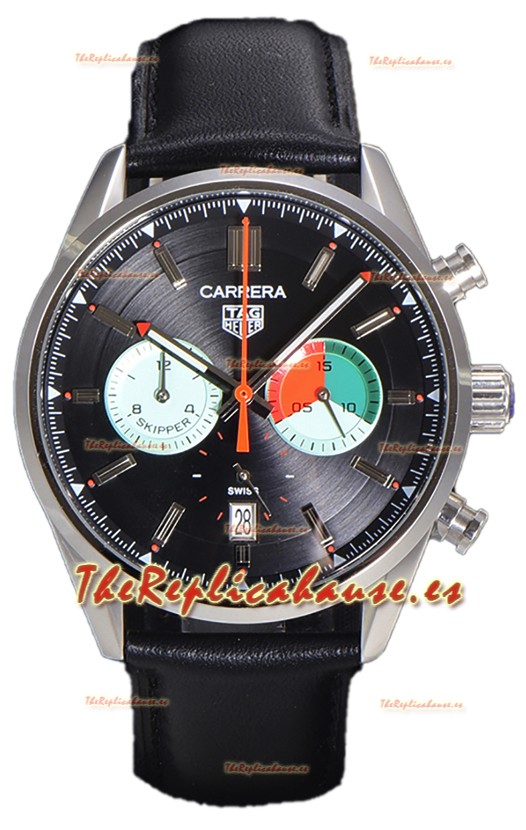 Tag Heuer Carrera Carrera Skipper 39 Cronógrafo Reloj Réplica Cuarzo Suizo Dial Negro