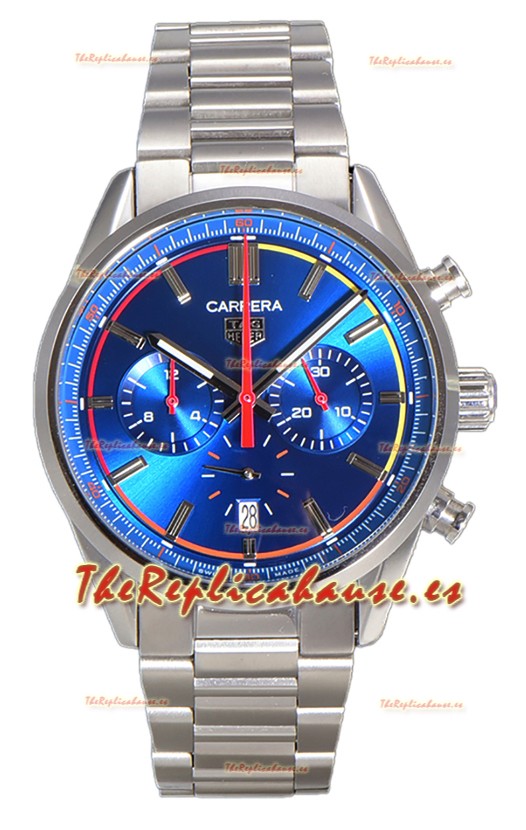 Tag Heuer Carrera Chronograph 42 Reloj Réplica Cuarzo Suizo Dial Azul Steel Strap 