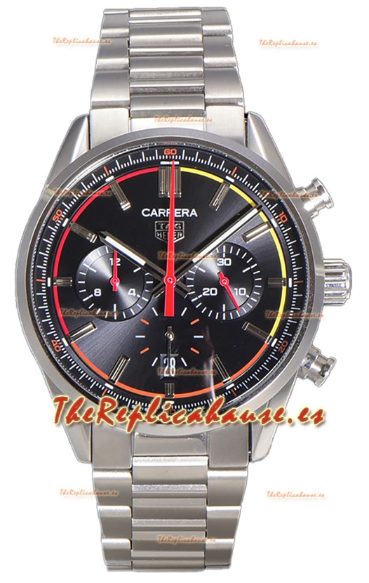 Tag Heuer Carrera Chronograph 42 Reloj Réplica Cuarzo Suizo Dial NegroSteel Strap 