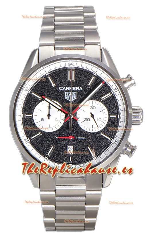 Tag Heuer Carrera Cronógrafo 43 Reloj Réplica Cuarzo Suizo Dial Negro Correa Acero