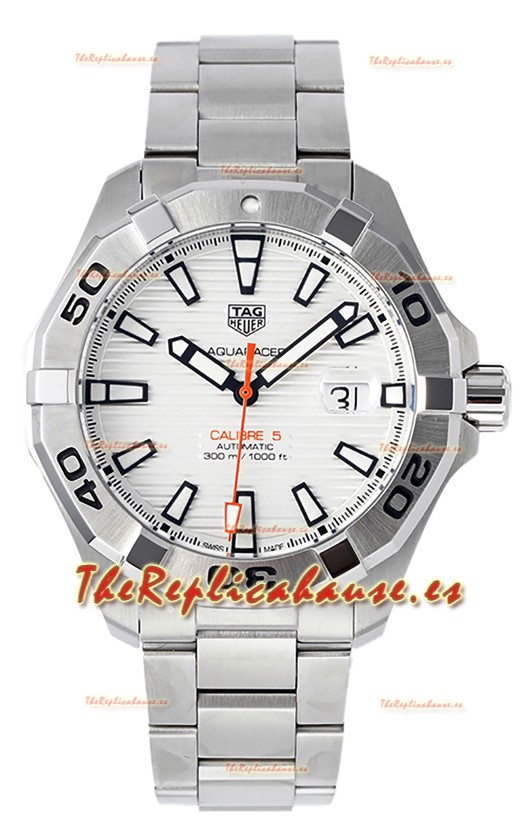 Tag Heuer Aquaracer Calibre 5 Reloj Réplica Espejo 1:1 Dial Acero Blanco 904L 44MM
