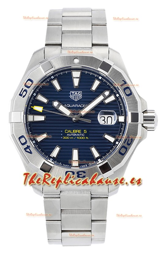 Tag Heuer Aquaracer Calibre 5 Reloj Réplica Espejo 1:1 Dial Azul Acero 904L 44M