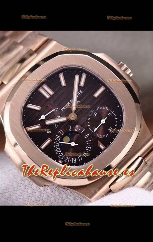 Patek Philippe Nautilus 5712/R Reloj Réplica calidad Espejo 1:1 Dial Marrón Correa de Oro