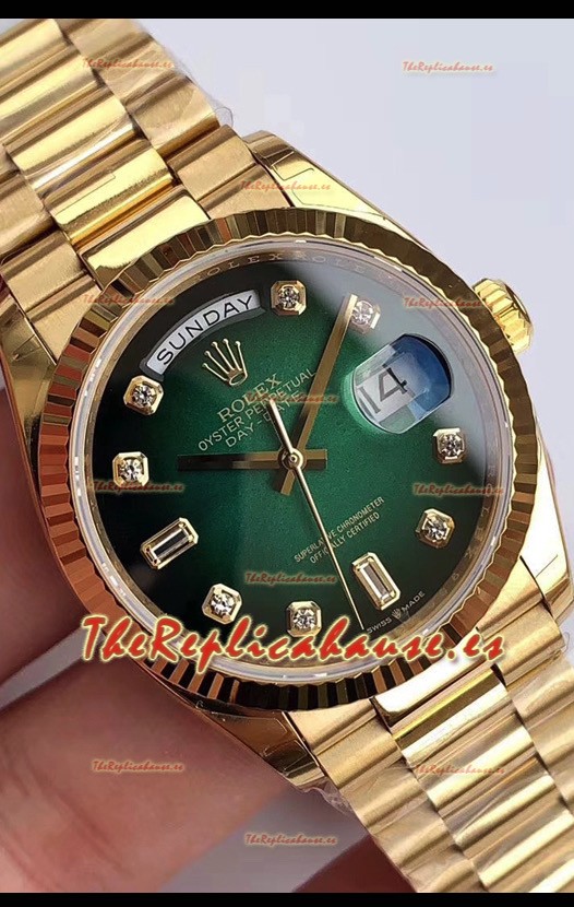Rolex Day Date 128238 Presidential Reloj Oro Amarillo 18K 36MM - Dial Verde Calidad a Espejo 1:1