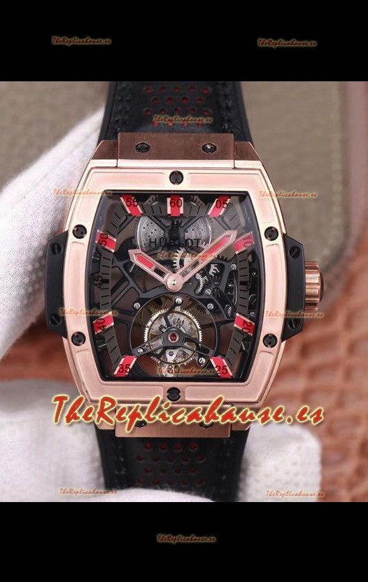 Hublot Masterpiece MP Edición Genuino Tourbillon Reloj Réplica Suizo Caja en Oro Rosado