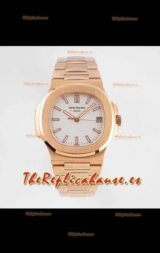 Patek Philippe Nautilus 5711/1R-001 Reloj Réplica a Espejo 1:1 En Acero 904L Oro Rosado Dial Blanco