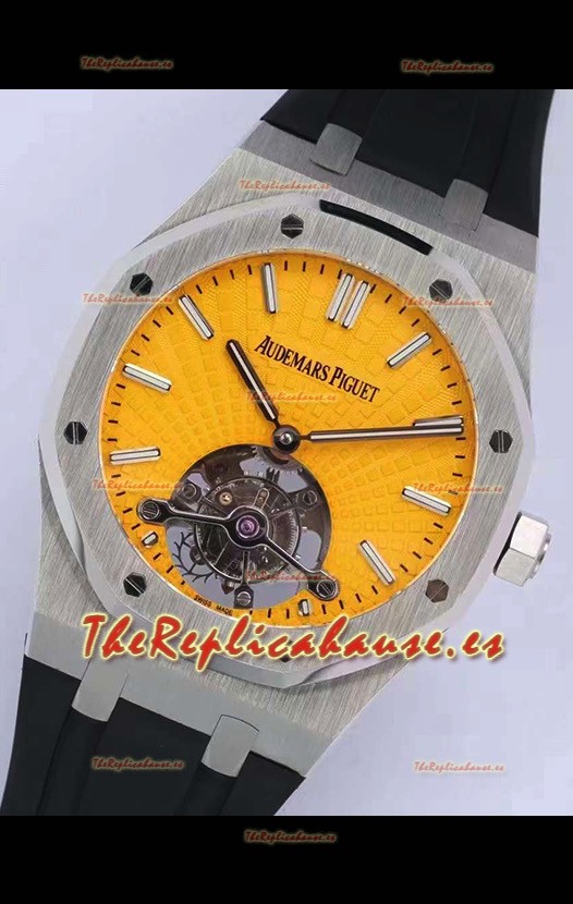 Audemars Piguet Royal Oak Tourbillon Dial Amarillo 41mm en Caja de Acero 904L Correa de Goma