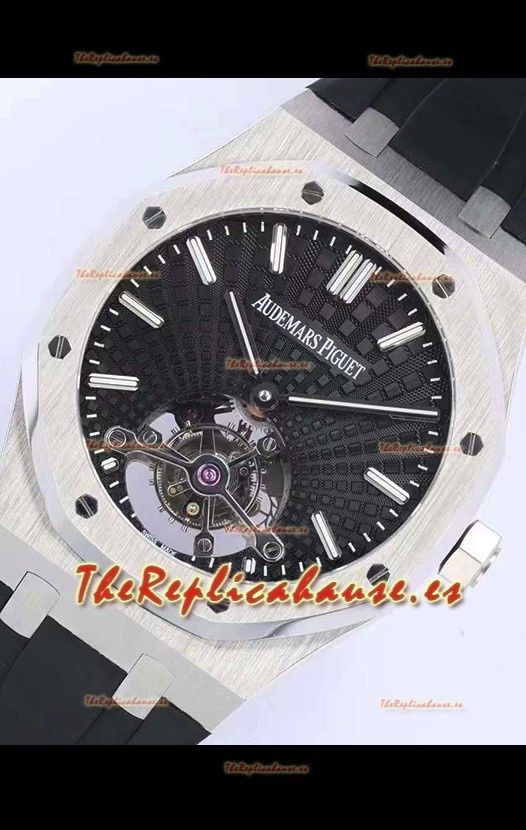Audemars Piguet Royal Oak Tourbillon Dial Negro 41mm en Caja de Acero 904L Correa de Goma