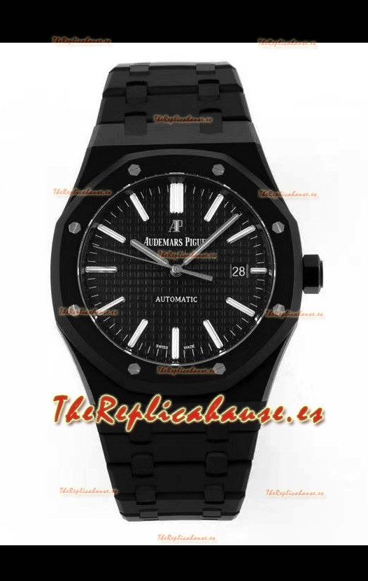 Audemars Piguet Royal Oak PVD Coated Swiss Replica Watch 3120 Swiss Movement - Black Dial 