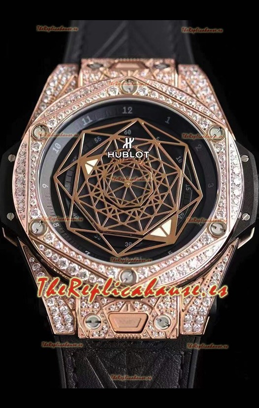 Hublot Big Bang Sang Bleu 45MM Reloj Réplica Suizoen Acero Inoxidable Edición Diamantes
