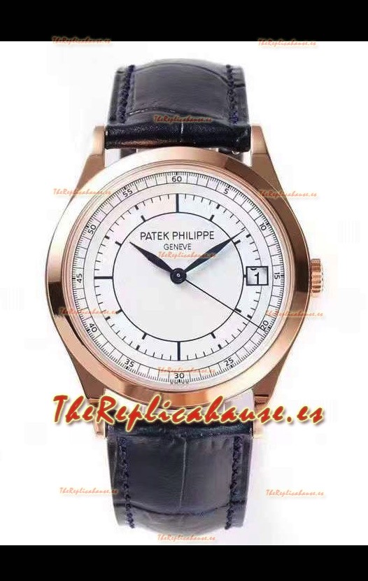 Patek Philippe Calatrava 5296 Dial Sector Reloj Réplica Suizo a espejo 1:1Oro Rosado Casing