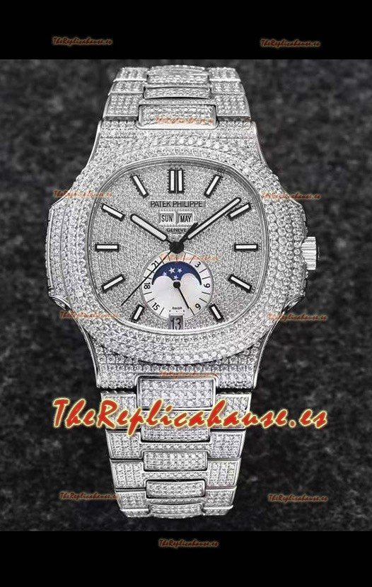 Patek Philippe Nautilus 5726A Reloj Réplica Suizo a Espejo 1:1 - Dial y Caja con Diamentes