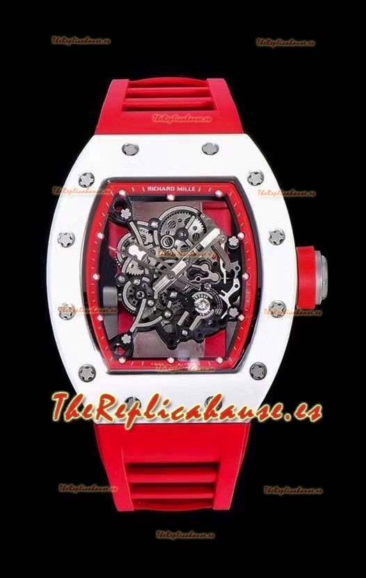Richard Mille RM055 Caja Cerámica Reloj Réplica a espejo 1:1 en Correa Roja