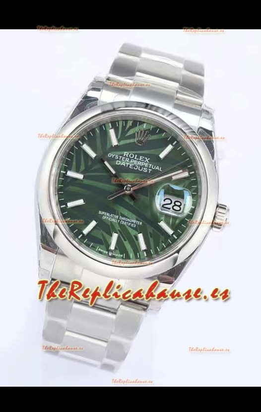 Rolex Datejust Palm Motif Dial 36MM Movimiento Cal.3135 Réplica Suiza Caja en Acero 904L