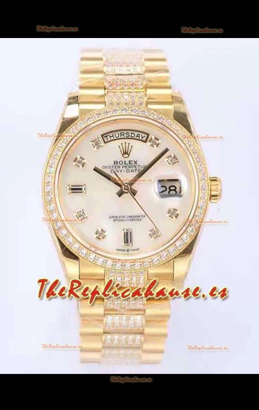 Rolex Day Date Presidential Reloj Oro Amarillo 18K 36MM - Dial Blanco Calidad a Espejo 1:1