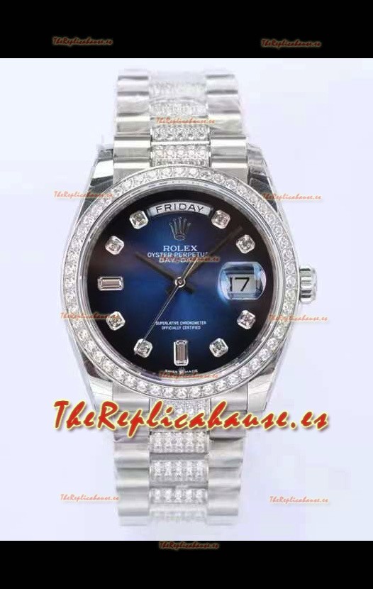 Rolex Day Date Presidential Acero 904L 36MM - Dial Azul Calidad a Espejo 1:1