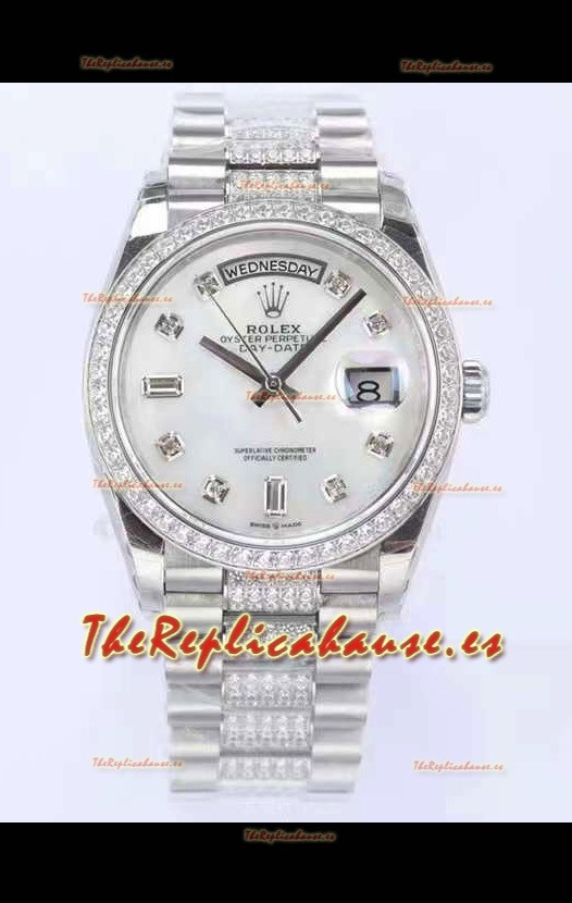 Rolex Day Date Presidential Acero 904L 36MM - Dial Blanco Perla Calidad a Espejo 1:1