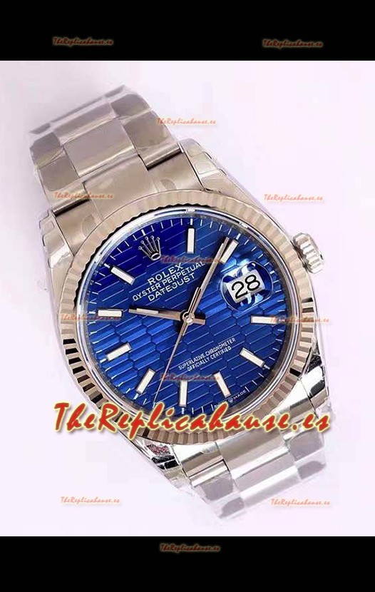 Rolex Datejust Dial Fluted-Motif 41MM Movimiento Cal.3135 Reloj Réplica Suizo en Caja en Acero 904L