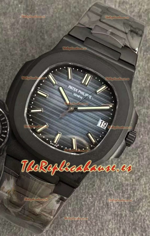 Patek Philippe Nautilus 5711 Revestimiento PVD Negro Reloj Réplica Suizo Dial Azul 