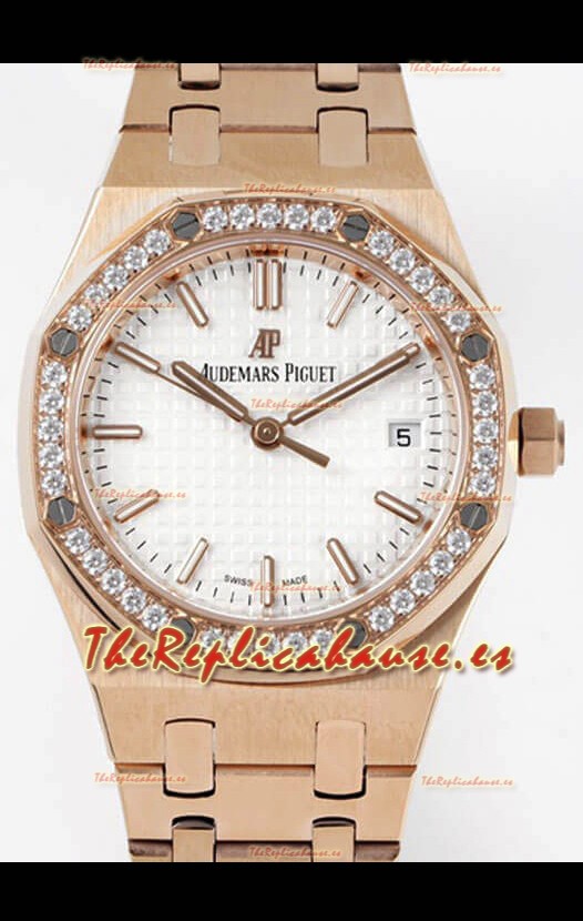Audemars Piguet Royal Oak 34MM Reloj Suizo Automático Caja en Oro Rosado - Edición Réplica a Espejo 1:1