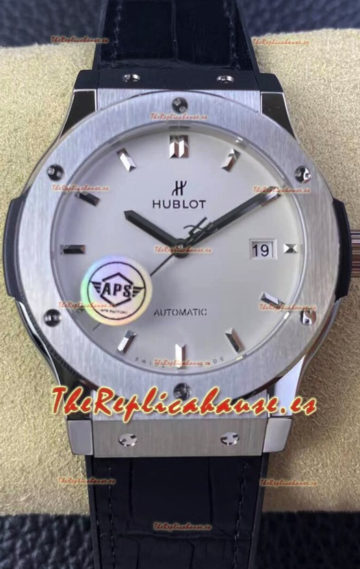 Hublot Classic Fusion Reloj Réplica a Espejo 1:1 Caja de Acero 904L Dial Blanco 42MM