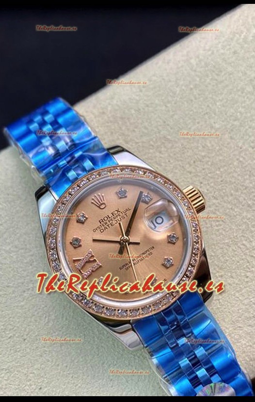 Rolex Datejust Ladies 28MM Movimiento Cal.3135 Réplica Suizo en Acero 904L Dial Marrón